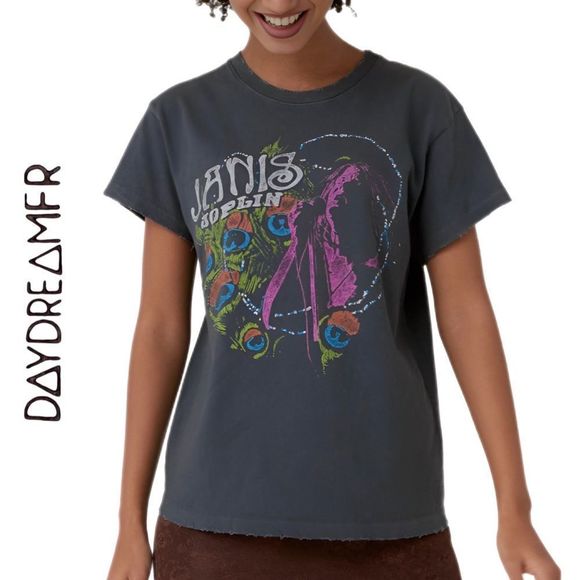 Daydreamer Tops - Daydreamer Janis Joplin Peacock Tour Tee